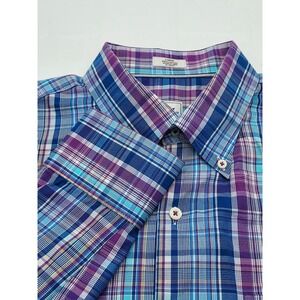 Peter Millar Shirt Men's Large Multi Color Crown Finish Dress Button Up
